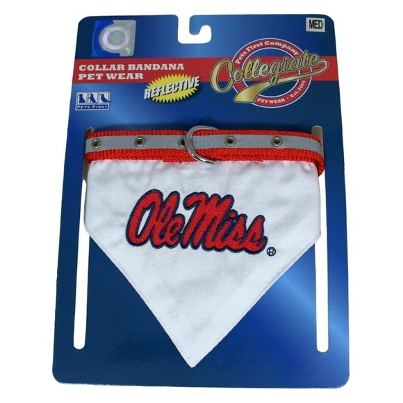 NCAA Dog Medium Pet Reflective Bandana Collar University of Mississippi Ole Miss - Picture 1 of 2